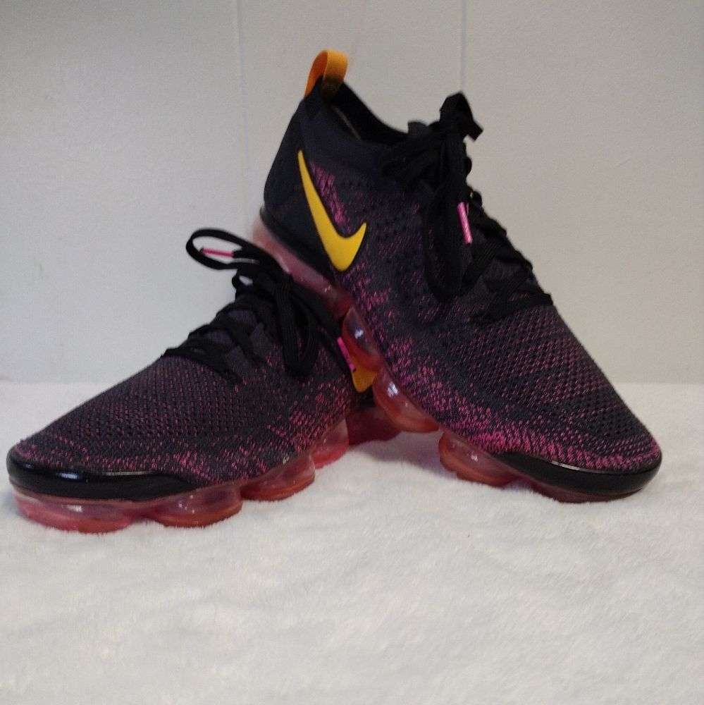 Nike Black and Pink Air VaporMax Flyknit Shoes